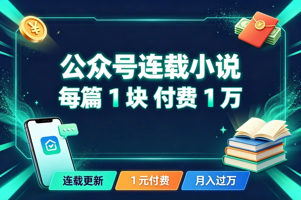 公众号连载小说每篇卖1块钱付费都是1万起步